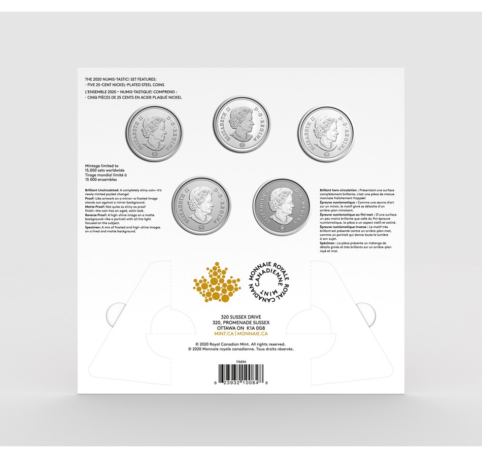 Image 704397_ALTMORE2.jpg, Product 704-397 / Price $29.95, 2020 Five-Coin Set: 25-Cent Finish Collection from Royal Canadian Mint (RCM) on TSC.ca's Coins department