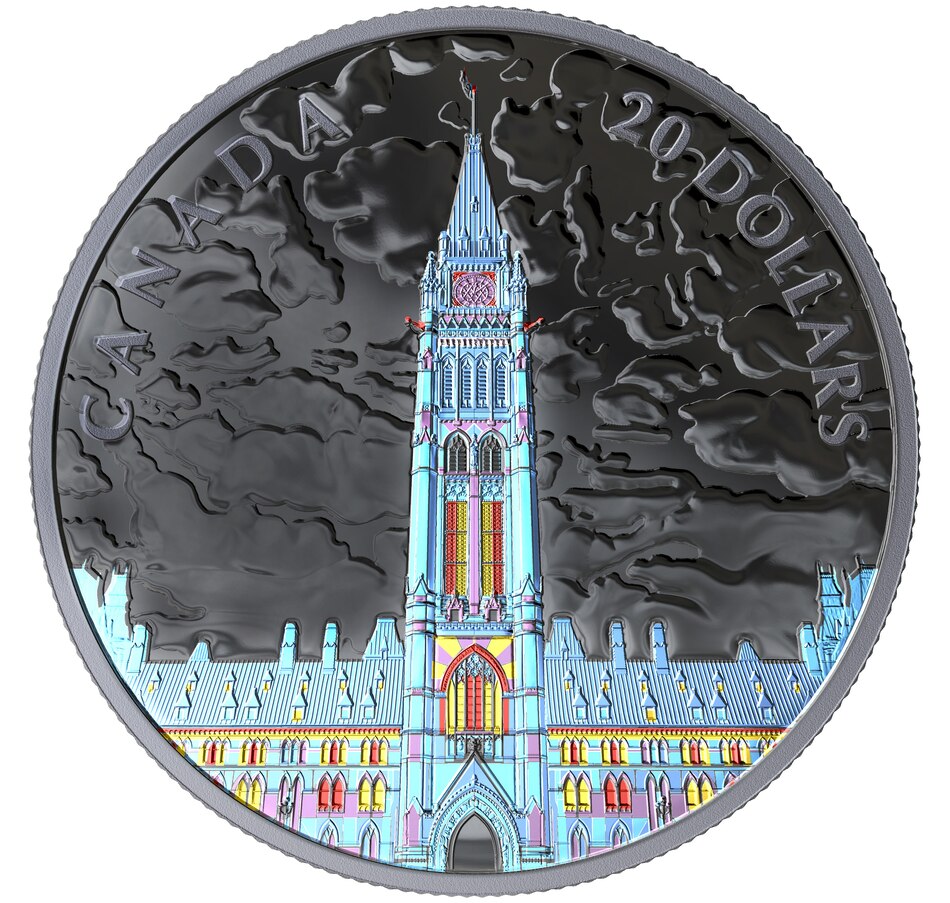 Image 704500_ALTMORE3.jpg, Product 704-500 / Price $104.95, 2019 $20 Lights on Parliament Hill Fine Silver Coin from Royal Canadian Mint (RCM) on TSC.ca's Coins department