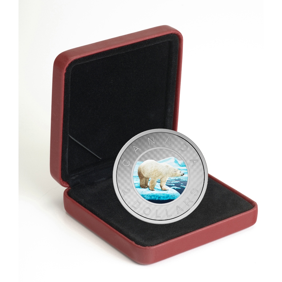 Image 704502_ALTMORE2.jpg, Product 704-502 / Price $899.95, 2016 Polar Bear $2 Big Coin in Colour Five-Ounce Fine Silver from Royal Canadian Mint (RCM) on TSC.ca's Coins department