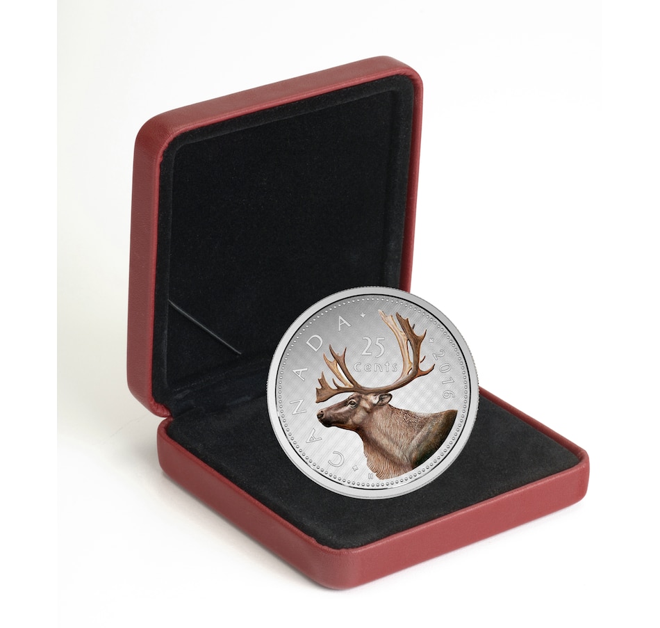Image 704504_ALTMORE2.jpg, Product 704-504 / Price $619.95, 2016 Caribou Quarter Big Coin Five-Ounce Fine Silver with Colour from Royal Canadian Mint (RCM) on TSC.ca's Coins department