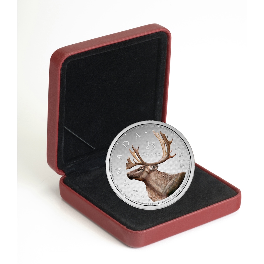 Image 704504_ALTMORE2.jpg, Product 704-504 / Price $899.95, 2016 Caribou Quarter Big Coin Five-Ounce Fine Silver with Colour from Royal Canadian Mint (RCM) on TSC.ca's Coins department