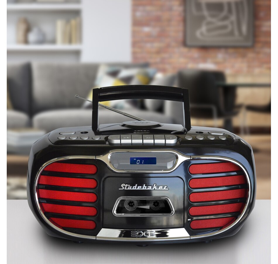 Image 704667_ALTMORE16.jpg, Product 704-667 / Price $199.99, Studebaker Retro Edge Bluetooth Boombox with CD/cassette/AM/FM Stereo Radio on TSC.ca's Electronics department