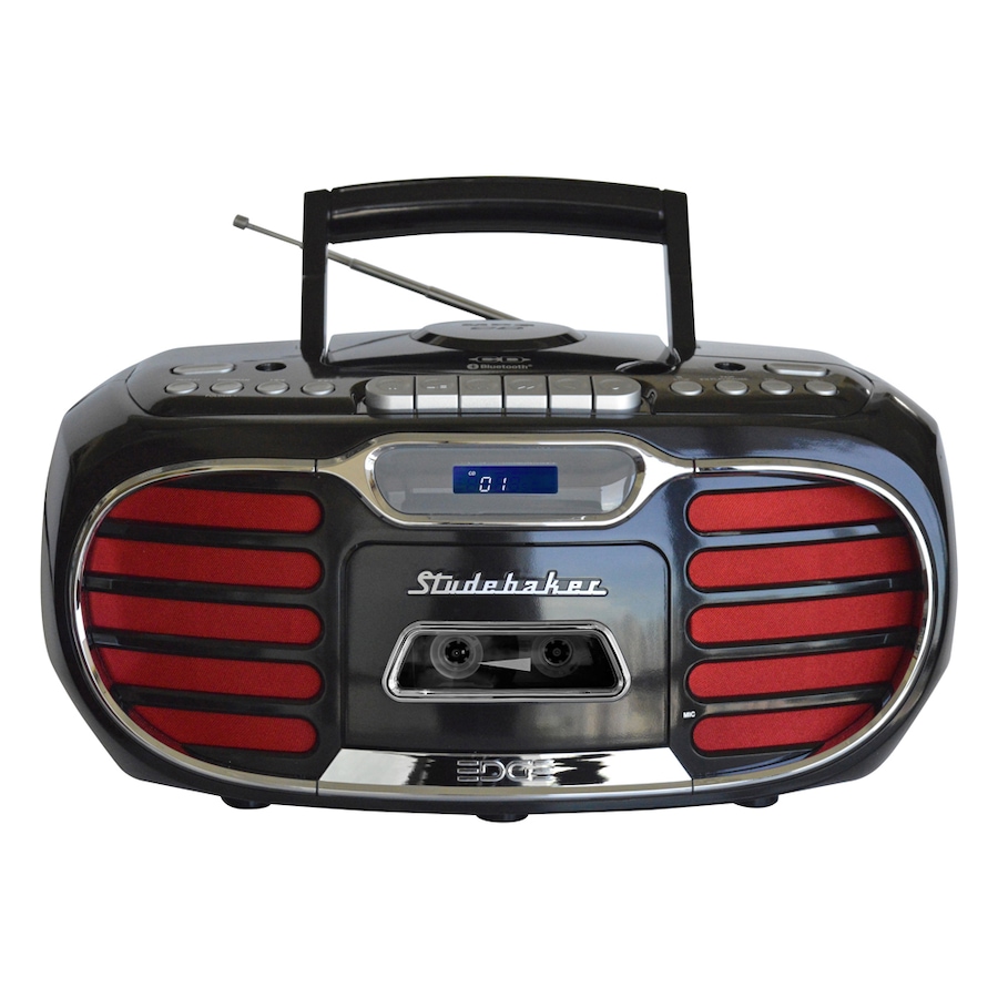 Image 704667_BLK.jpg, Product 704-667 / Price $199.99, Studebaker Retro Edge Bluetooth Boombox with CD/cassette/AM/FM Stereo Radio from Studebaker on TSC.ca's Electronics department