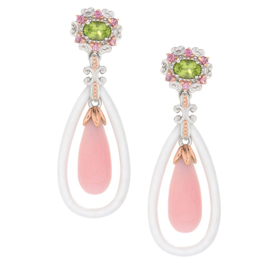 Image 704841.jpg, Product 704-841 / Price $346.99, Gems En Vogue Palladium Silver White Quartzite, Peridot, Pink Opal & Pink Tourmaline Earrings from Gems En Vogue on TSC.ca's Jewellery department