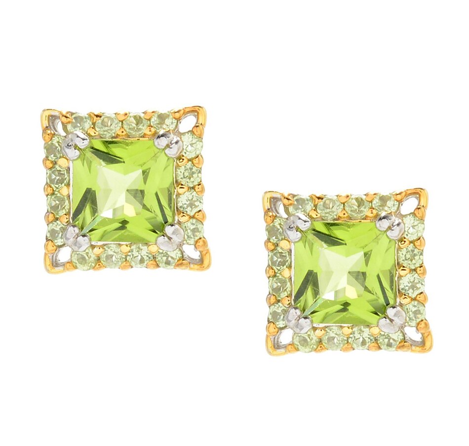 Jewellery Earrings Stud Earrings Gems En Vogue Palladium Silver 6mm Princess Cut Peridot