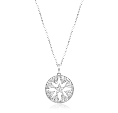 14K White Gold 0.50 ctw Diamond Pendant With Chain