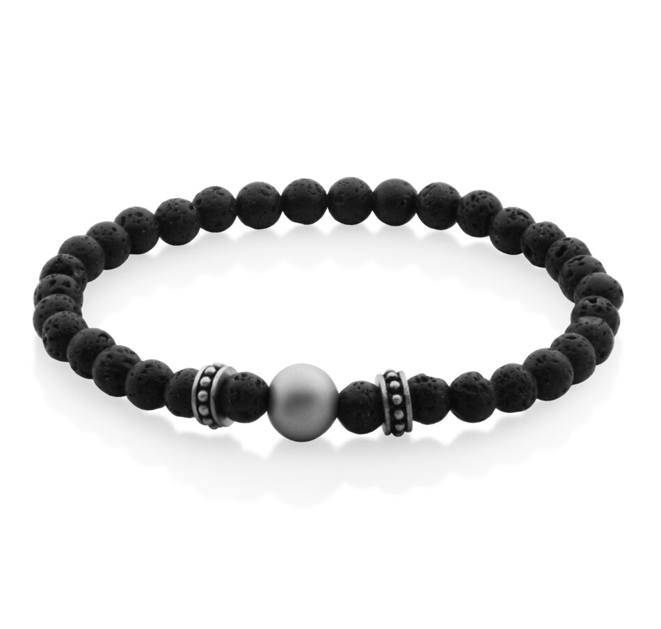 Image 704957.jpg, Product 704-957 / Price $53.00, Steelx Men's Lava Bead and Matte Silver Bead Bracelet from STEELX on TSC.ca's Jewellery department