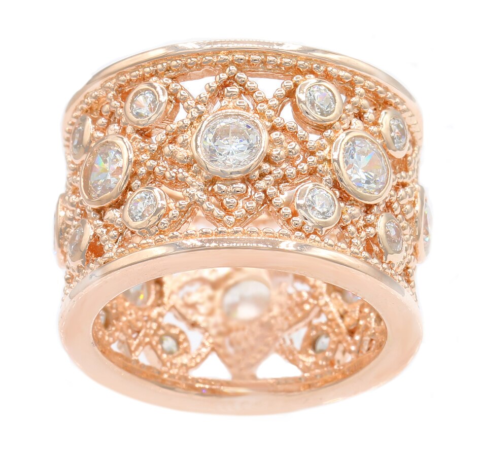 Image 705066.jpg, Product 705-066 / Price $136.99, Diamonelle Sterling Silver Rose Gold Plate Diamonelle Eternity Wide Band from Diamonelle on TSC.ca's Jewellery department