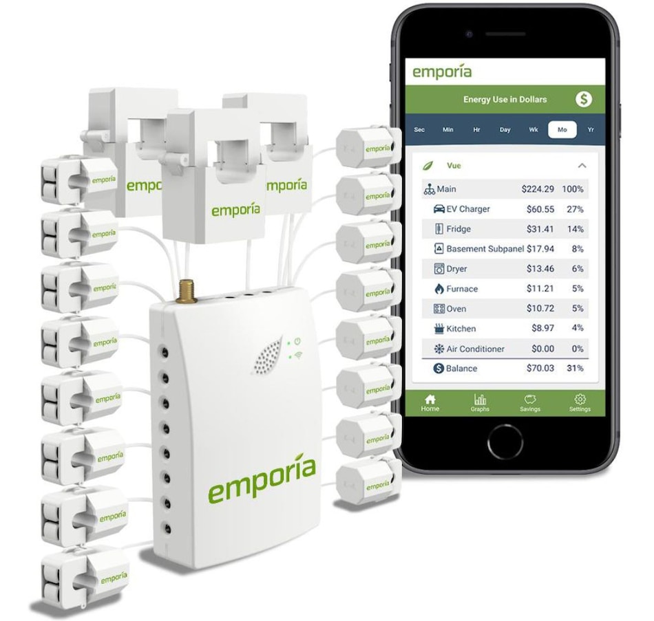 Image 705189.jpg, Product 705-189 / Price $289.99, Emporia Vue Smart Home Energy Monitor 3-Phase Real Time Electricity Monitor with 16 50A Sensors on TSC.ca's Electronics department