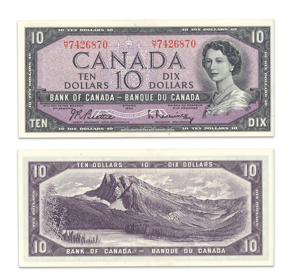 Image 705244_ALTMORE4.jpg, Product 705-244 / Price $2,995.00, Complete 1954 Modified Paper Money Collection About Uncirculated to Uncirculated ($1, $2, $5, $10, $20, $50, 100 and $1,000) from Canadian Coin & Currency on TSC.ca's Coins department