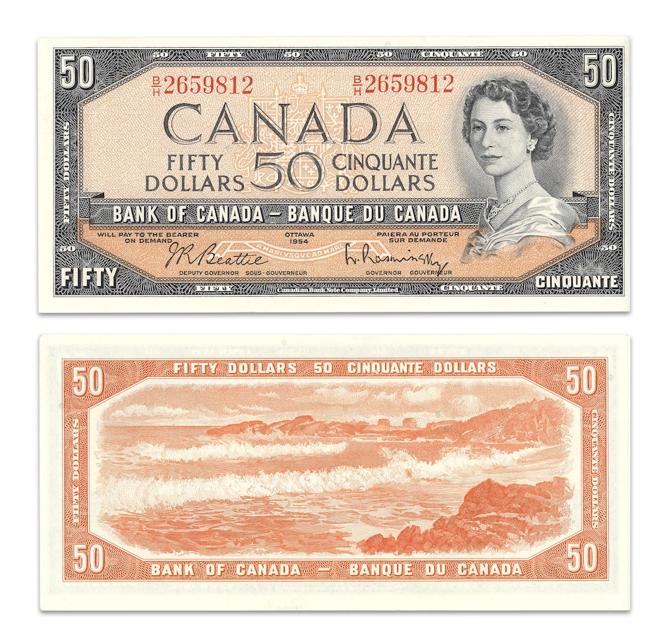 Image 705244_ALTMORE6.jpg, Product 705-244 / Price $2,995.00, Complete 1954 Modified Paper Money Collection About Uncirculated to Uncirculated ($1, $2, $5, $10, $20, $50, 100 and $1,000) from Canadian Coin & Currency on TSC.ca's Coins department