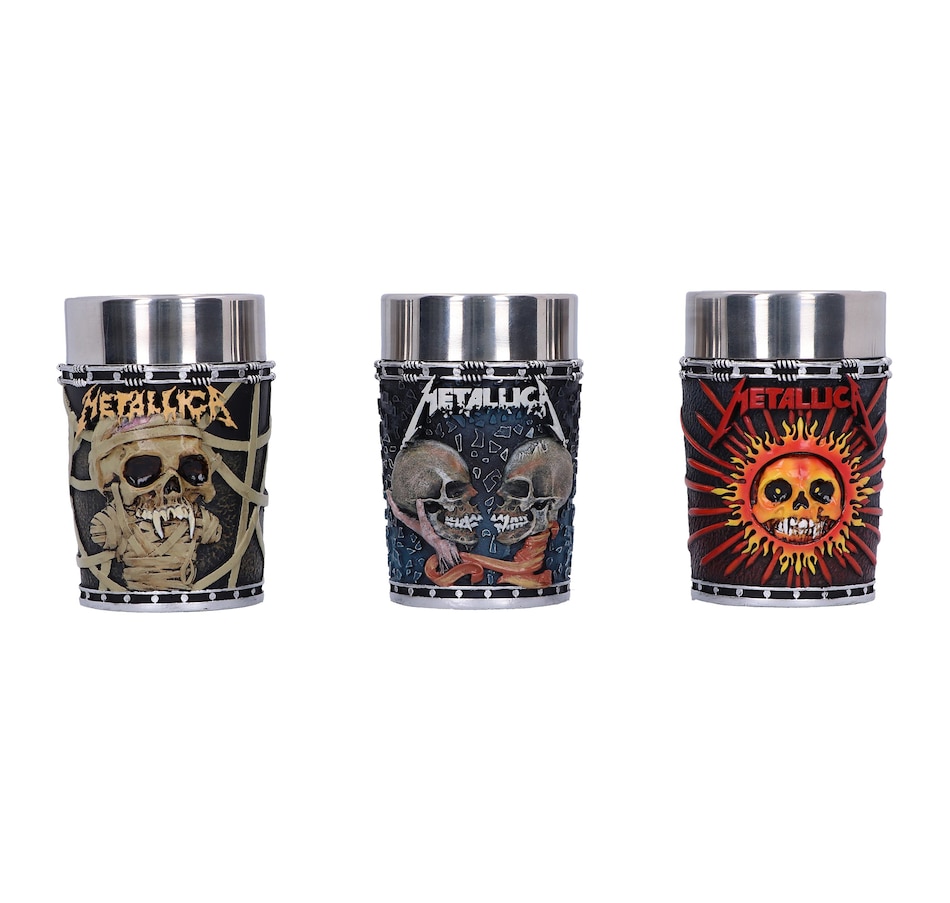 Image 705286.jpg, Product 705-286 / Price $109.99, Nemesis Now Metallica Shot Glasses (set of 3) from Nemesis Now on TSC.ca's Toys & Hobbies department
