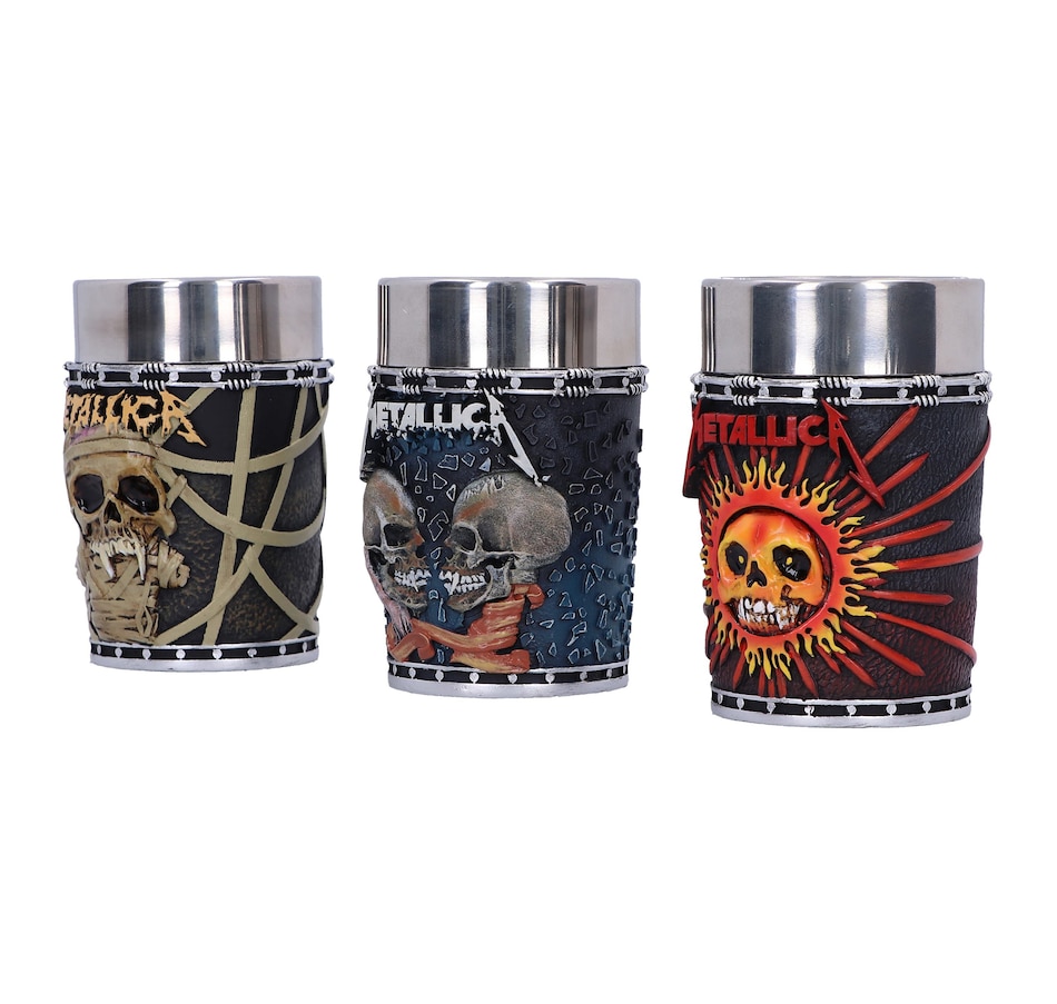 Image 705286_ALTMORE1.jpg, Product 705-286 / Price $109.99, Nemesis Now Metallica Shot Glasses (set of 3) from Nemesis Now on TSC.ca's Toys & Hobbies department