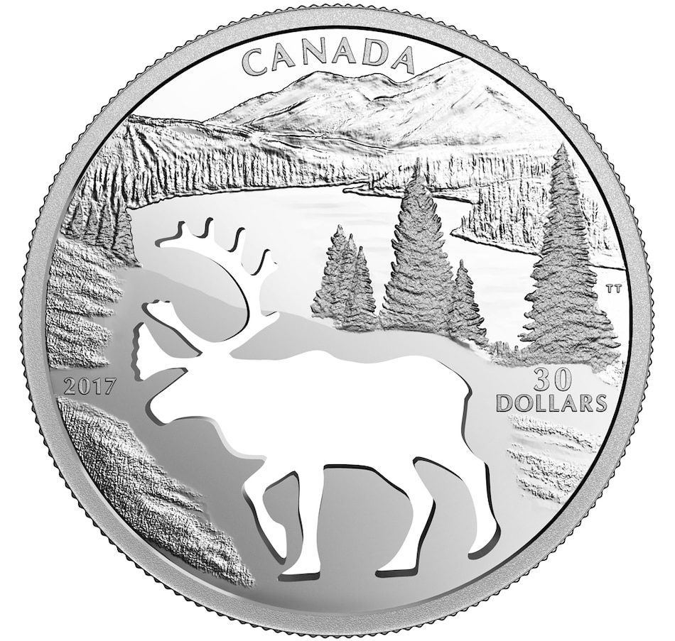 Image 705659.jpg, Product 705-659 / Price $199.95, 2017 $30 Fine Silver Coin Endangered Animal Cutout: Woodland Caribou from Royal Canadian Mint (RCM) on TSC.ca's Coins department