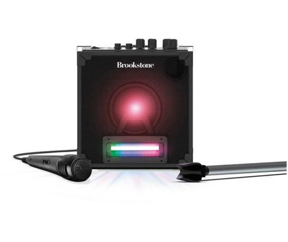 Brookstone Wireless Karaoke Speaker With Microphone and Stand