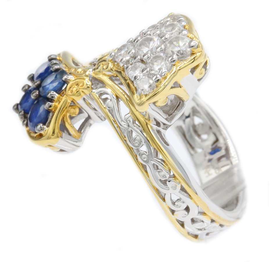 Image 706071_ALTMORE1.jpg, Product 706-071 / Price $149.99, Gems En Vogue Palladium Silver Oval Royal Blue Sapphire & White Zircon Ring from Gems En Vogue on TSC.ca's Jewellery department