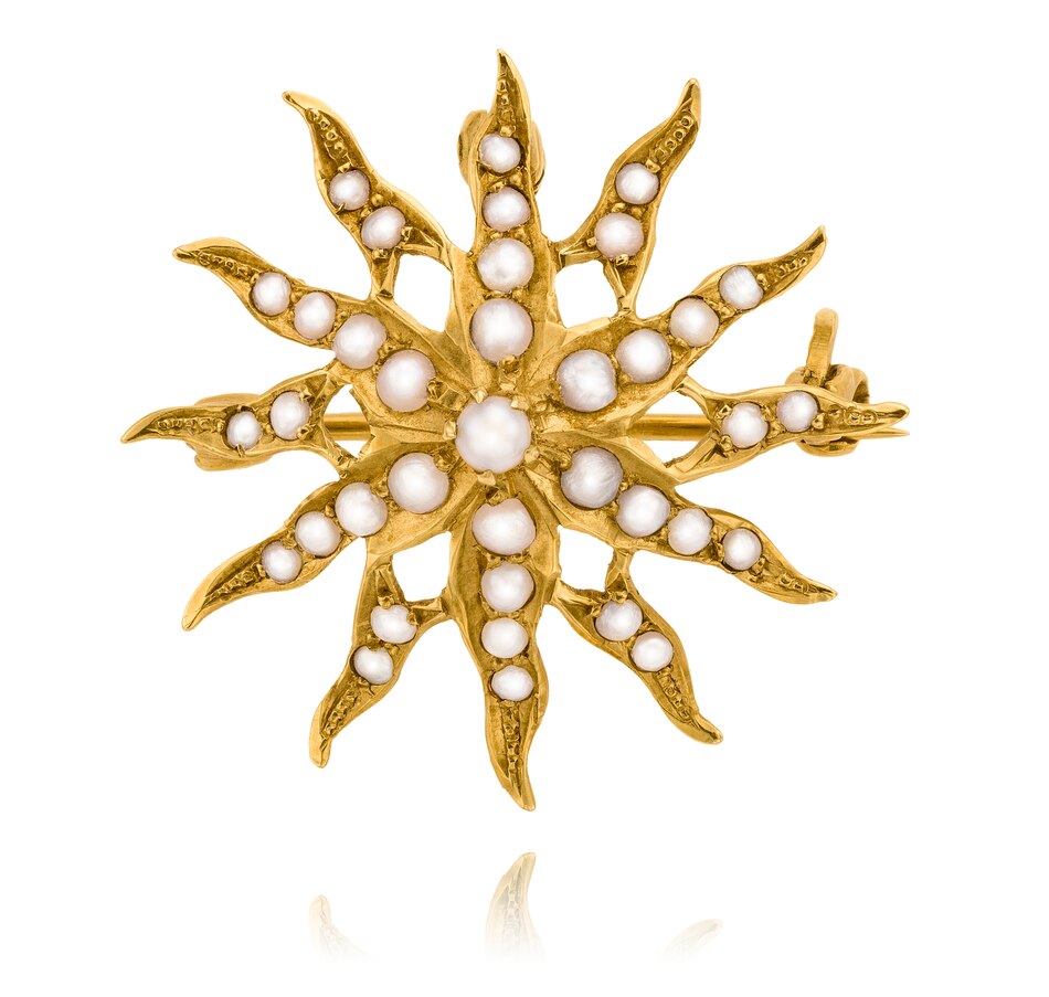 Image 706145.jpg, Product 706-145 / Price $895.00, Custom Made 14KT Yellow Gold Starburst Design Seed Pearl Brooch/Pendant from Estate Originals on TSC.ca's Jewellery department