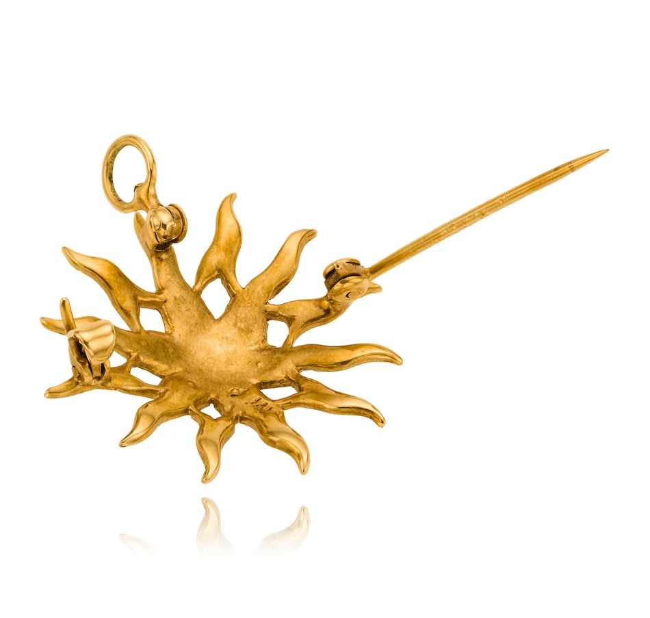 Image 706145_ALTMORE2.jpg, Product 706-145 / Price $895.00, Custom Made 14KT Yellow Gold Starburst Design Seed Pearl Brooch/Pendant from Estate Originals on TSC.ca's Jewellery department