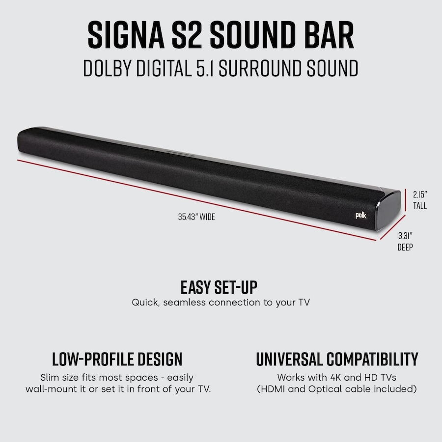 Image 706250_ALTMORE1.jpg, Product 706-250 / Price $279.00, Polk Audio Signa S2 2.1-Channel Ultra-Slim Soundbar from Polk Audio on TSC.ca's Electronics department