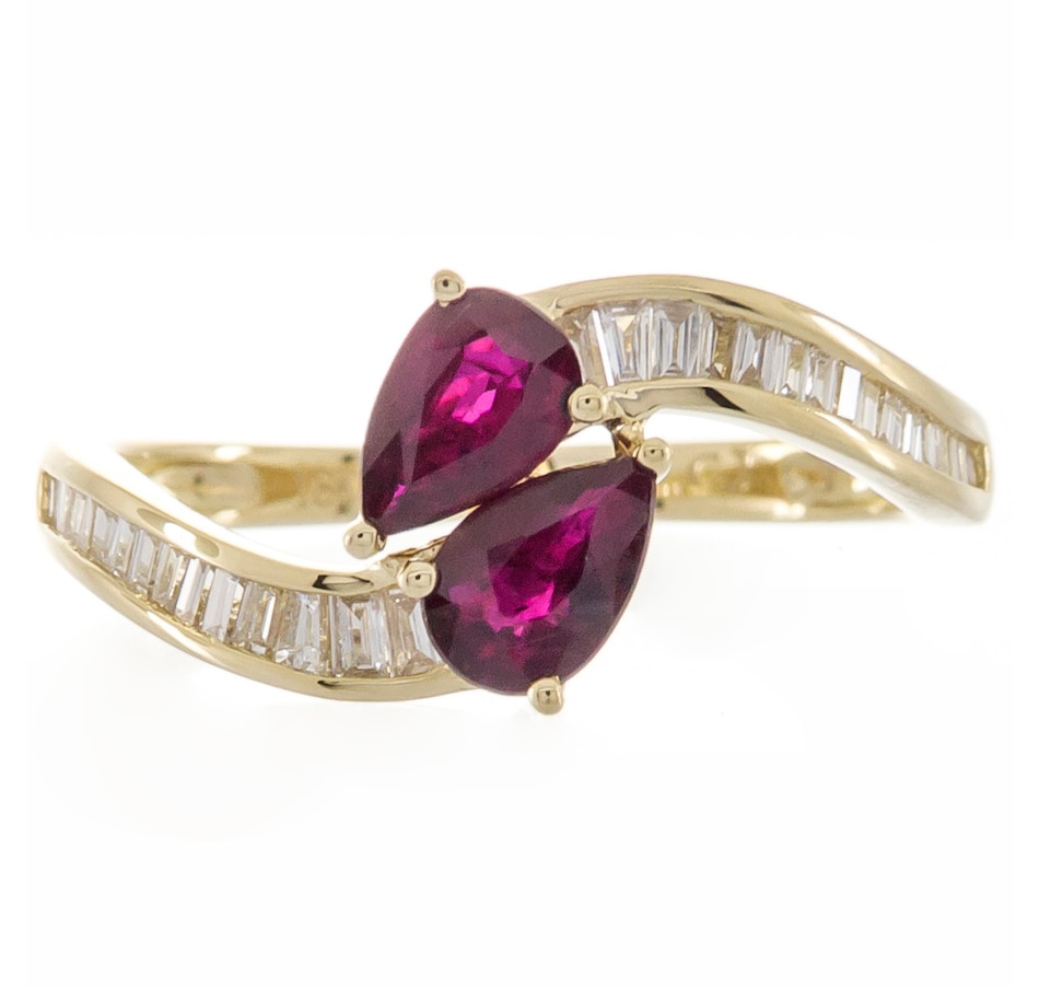Image 706272_RBY.jpg, Product 706-272 / Price $1,299.99, Cirari 14K Yellow Gold Pear Shape Gemstone and Diamond Bypass Ring from Cirari on TSC.ca's Jewellery department