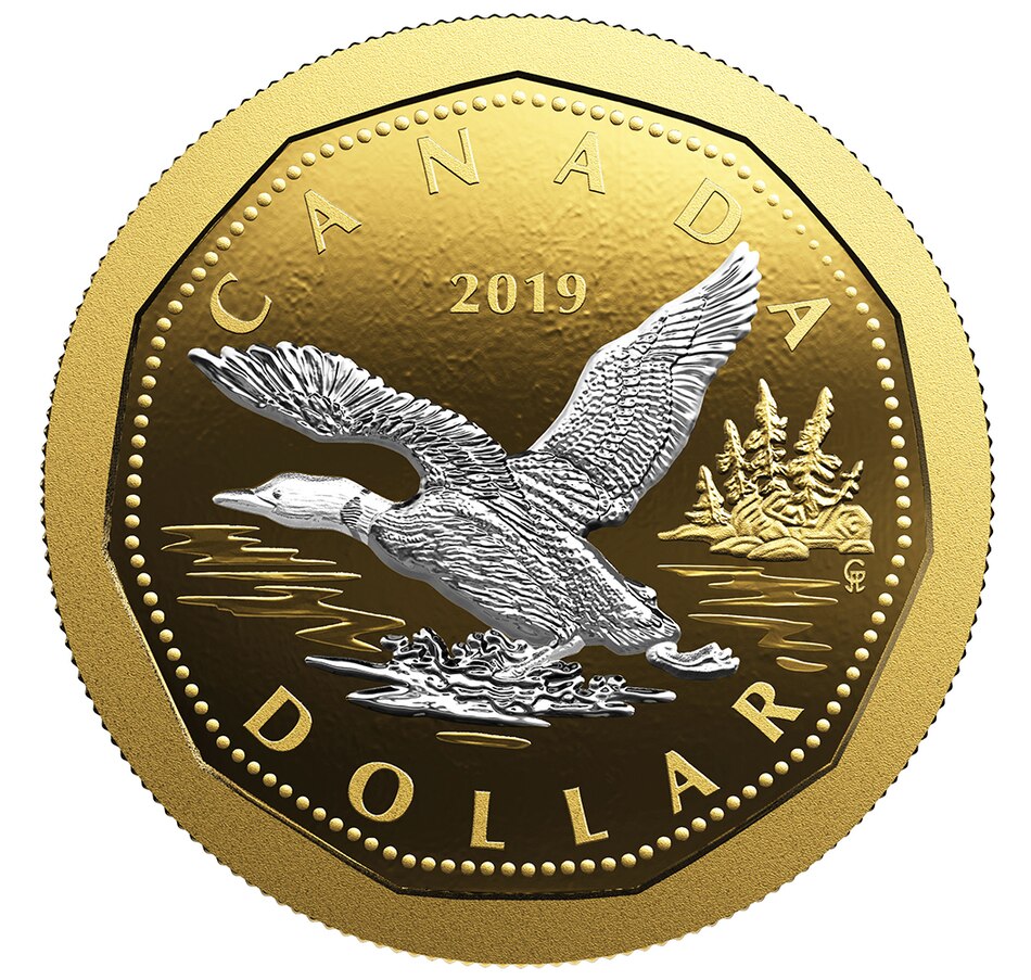 Image 706436.jpg, Product 706-436 / Price $999.95, 2019 Five-Ounce Big Coin Series Flying Loon Design Dollar from Royal Canadian Mint on TSC.ca's Coins department