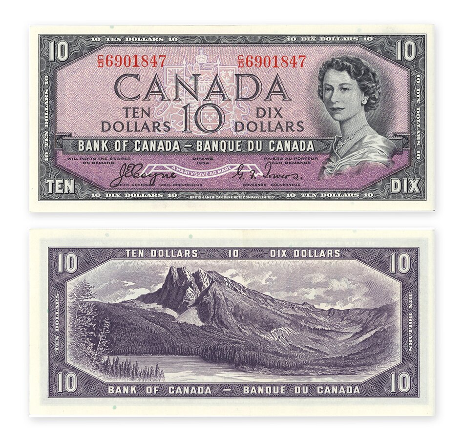 Image 706456.jpg, Product 706-456 / Price $449.95, $10 1954 "Devil's Face" and Modified Note Set (Superb About Uncirculated to Uncirculated Condition) from Canadian Coin & Currency on TSC.ca's Coins department