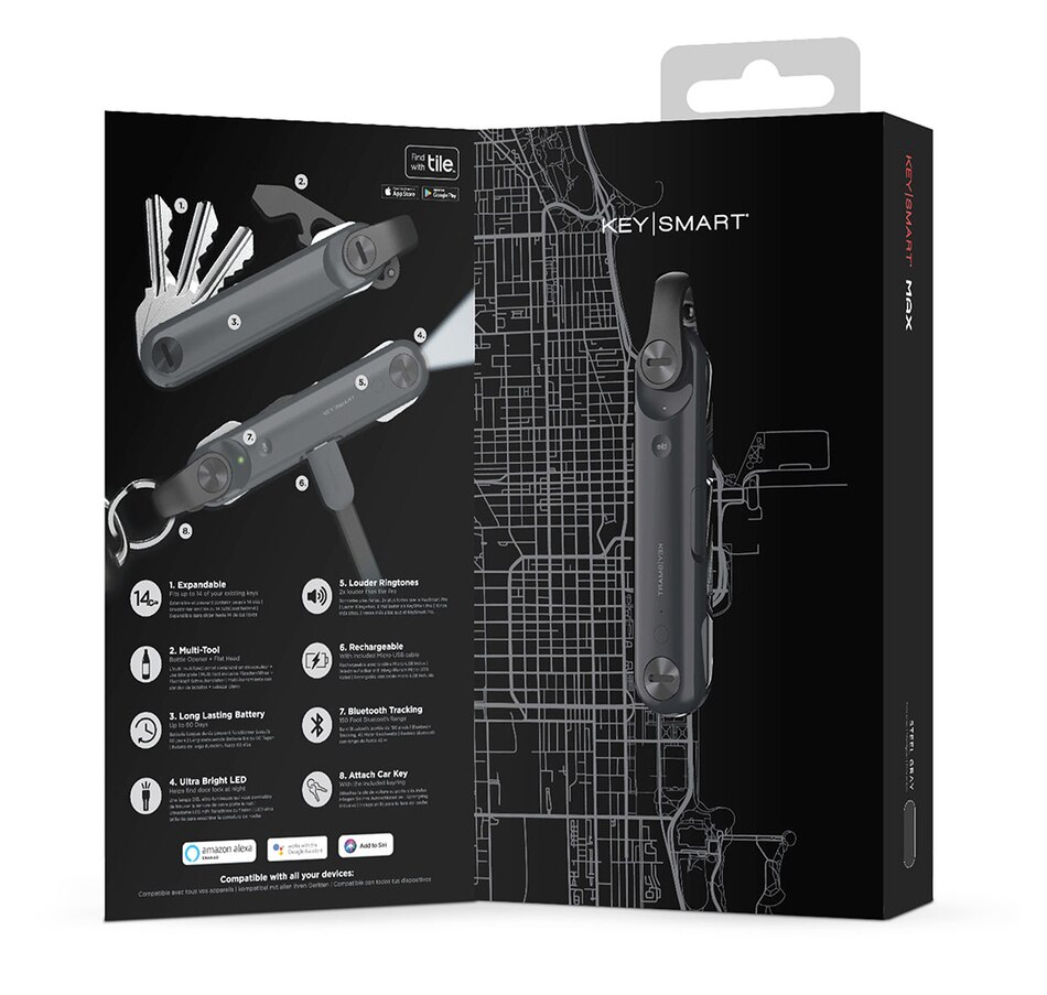Image 706483_ALTMORE6.jpg, Product 706-483 / Price $95.99, Keysmart Max With Tile Smart Location Grey from KeySmart on TSC.ca's Home & Garden department