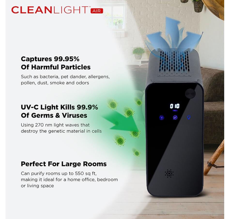 Image 706487_ALTMORE1.jpg, Product 706-487 / Price $311.99, KeySmart CleanLight Air XL 550 Square-Foot UV Air Purifier with Air Quality Monitoring from KeySmart on TSC.ca's Home & Garden department