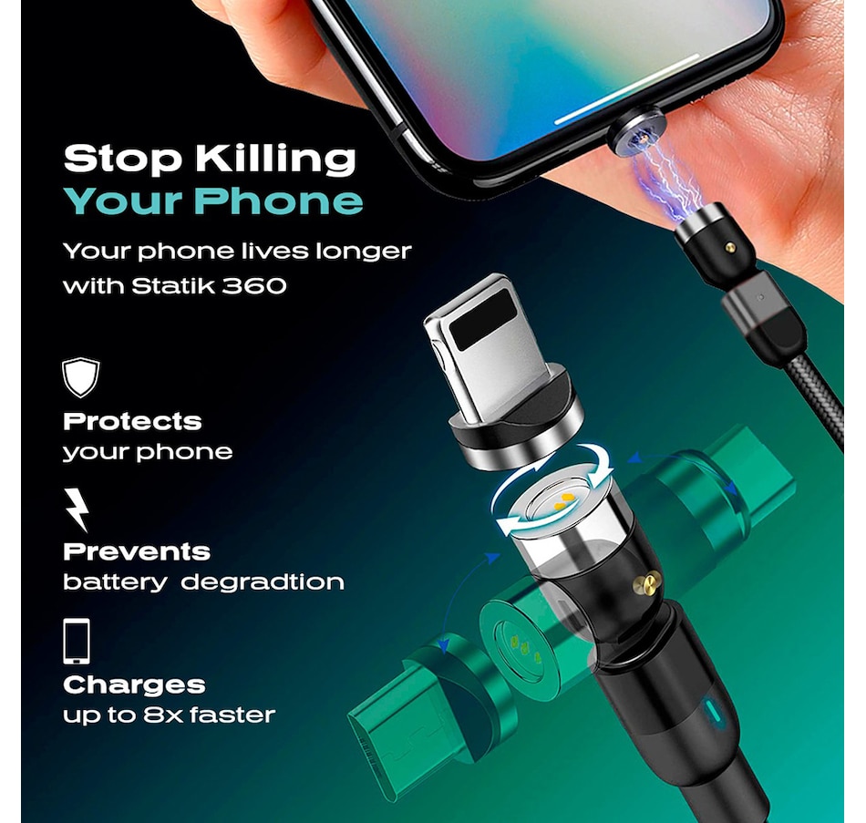 Image 706494_ALTMORE2.jpg, Product 706-494 / Price $19.99, KeySmart Statik 360 Power Cable (Universal Magnetic Rotating Charge Cable) from KeySmart on TSC.ca's Electronics department