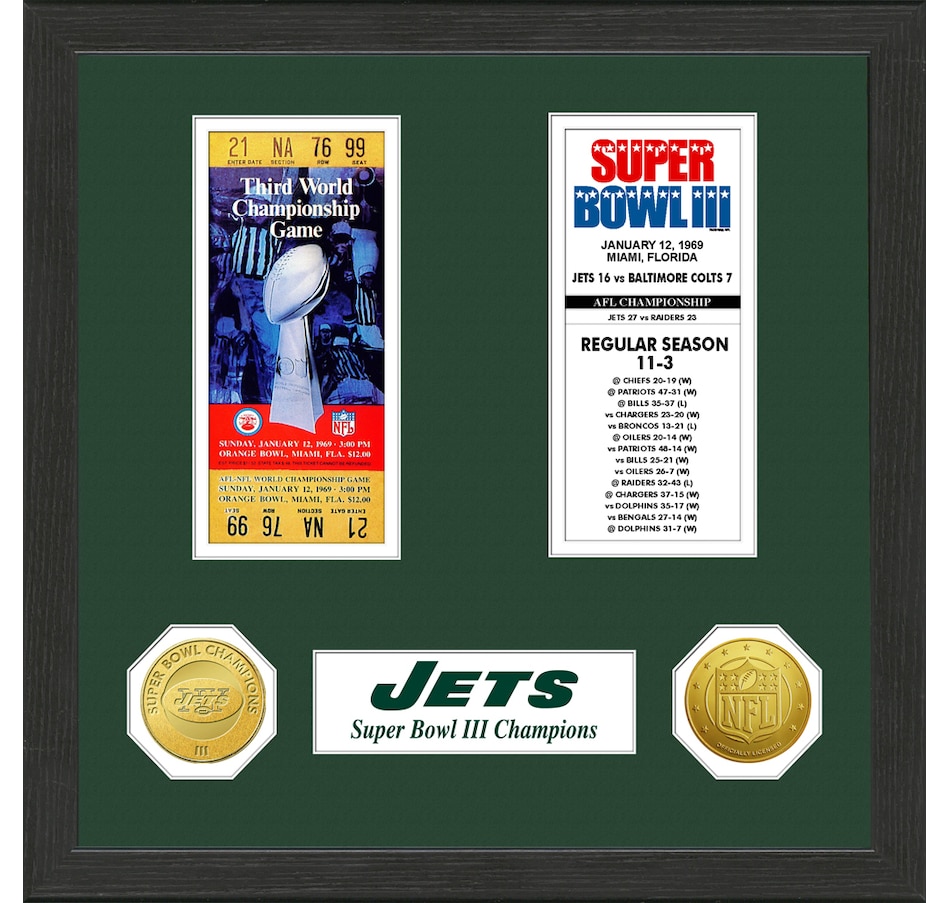 1969 New York Jets Super Bowl Champions Framed Front Page 