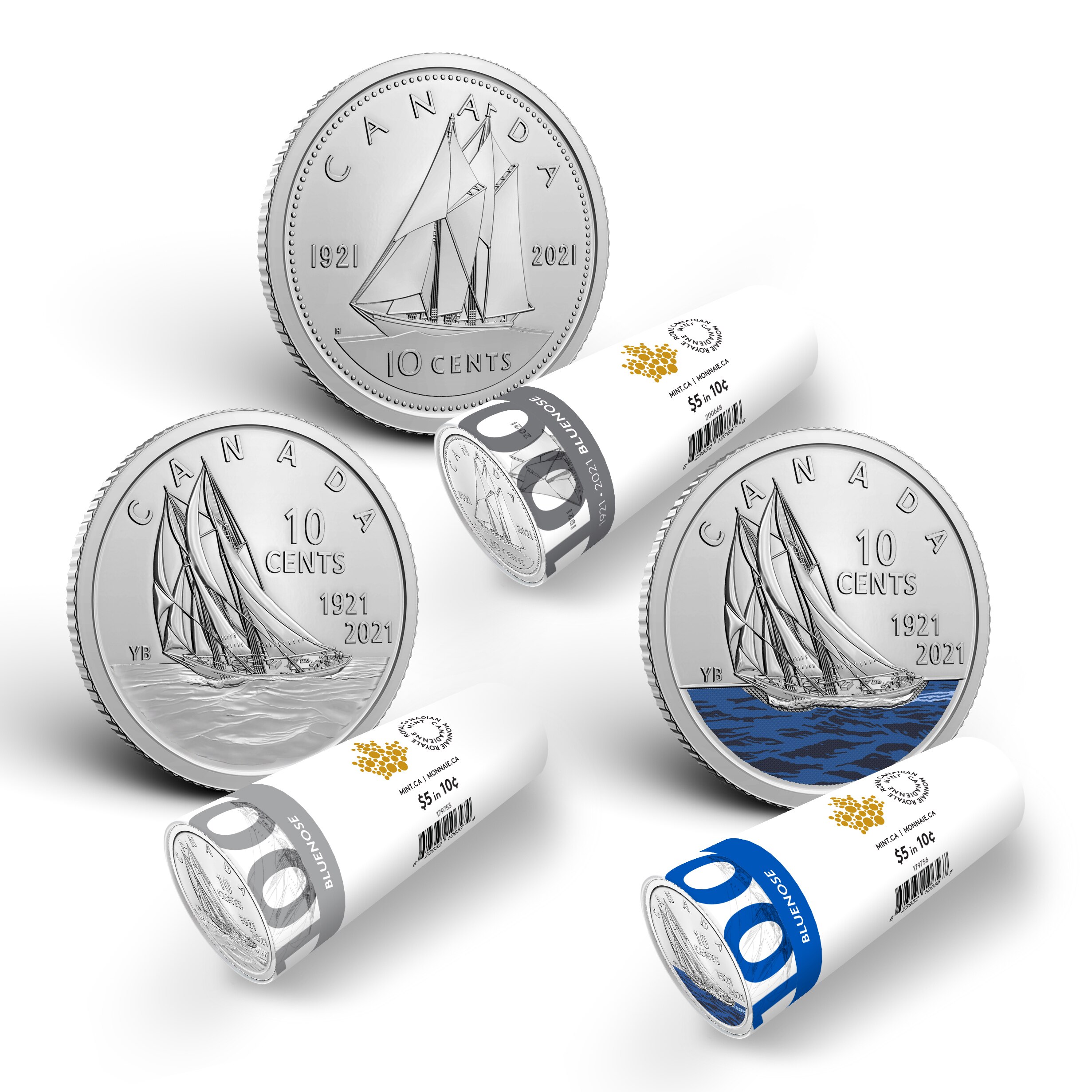 Set of Three 2021 Bluenose 10-Cent Special Wrap Rolls