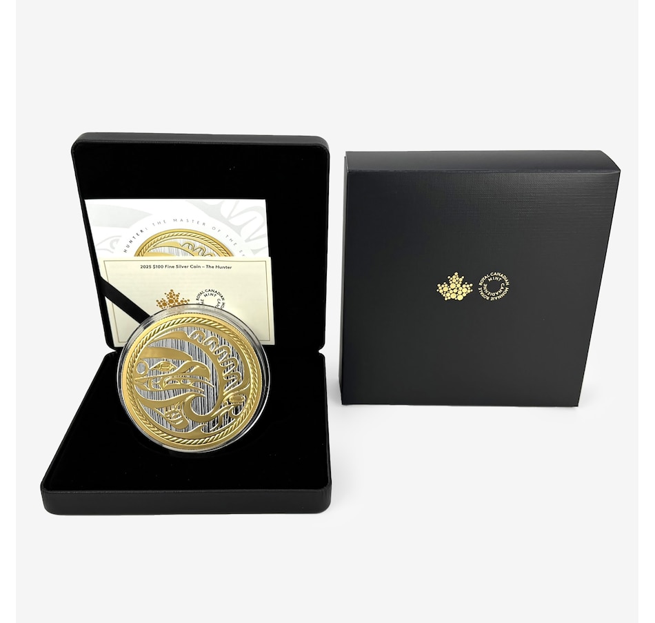 Image 707092.jpg, Product 707-092 / Price $1,269.95, 2025 $100 Eagle and Orca The Hunter 10-Ounce Fine Silver Coin from Royal Canadian Mint (RCM) on TSC.ca's Coins department