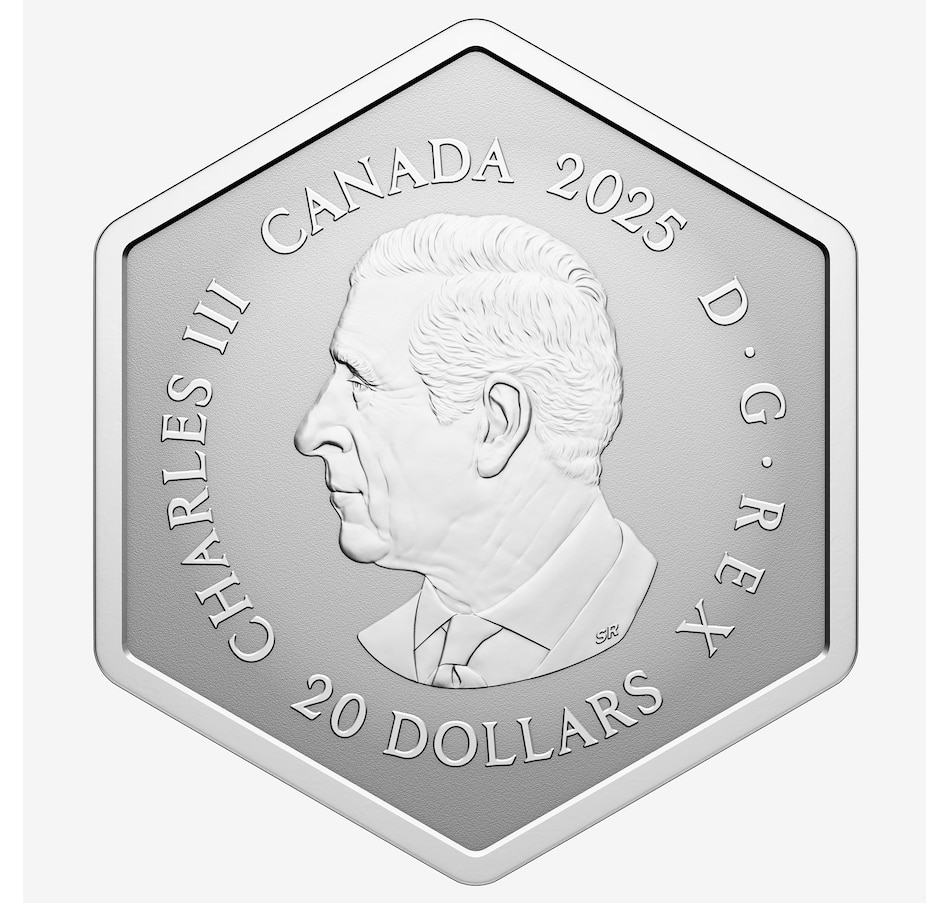Image 707094_ALTMORE2.jpg, Product 707-094 / Price $259.95, 2025 $20 Hexagonal Snowflake Fine Silver Coin with an Evergreen Crystal from Royal Canadian Mint (RCM) on TSC.ca's Coins department