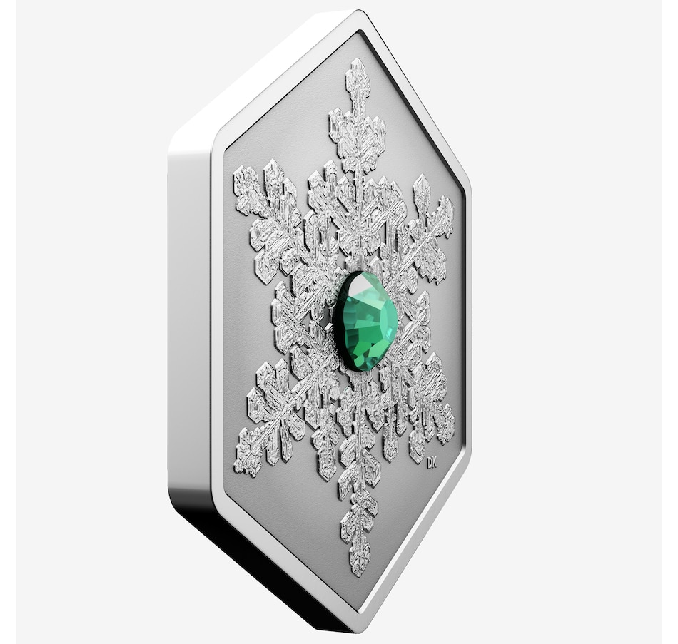 Image 707094_ALTMORE3.jpg, Product 707-094 / Price $259.95, 2025 $20 Hexagonal Snowflake Fine Silver Coin with an Evergreen Crystal from Royal Canadian Mint (RCM) on TSC.ca's Coins department