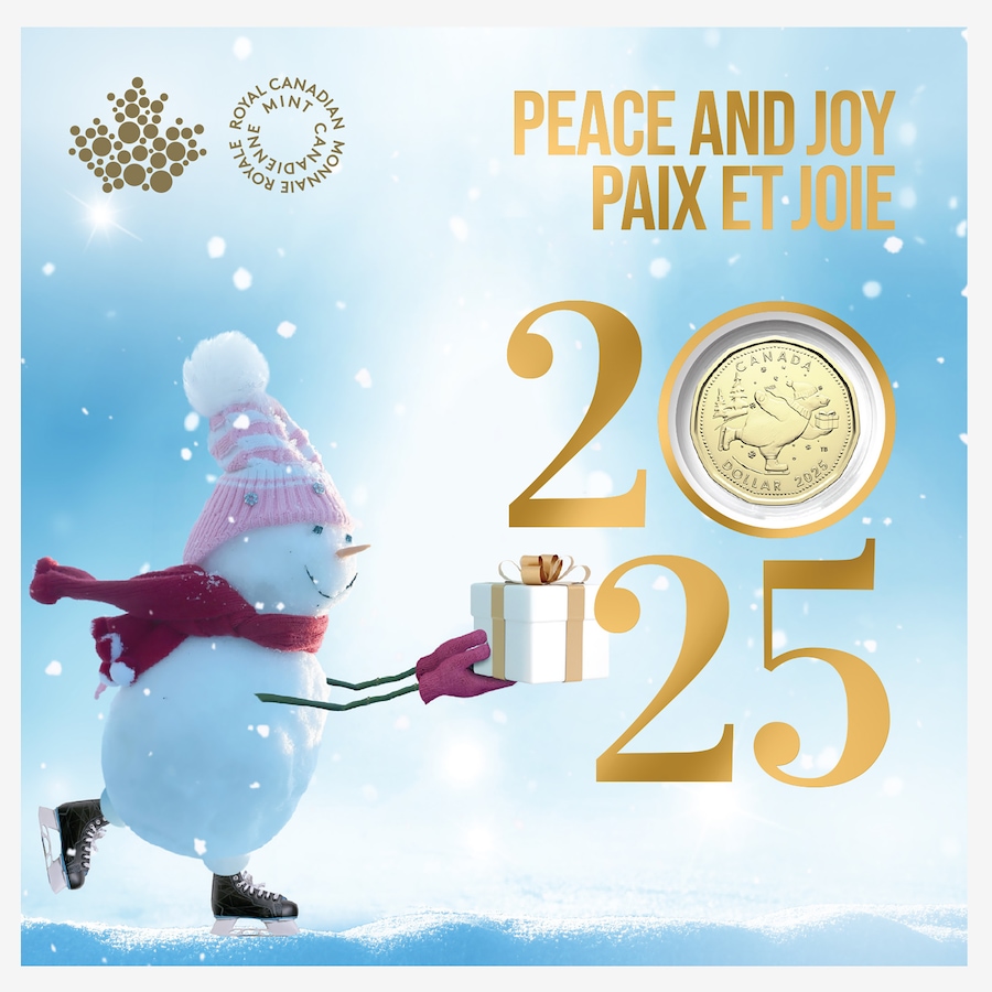 Image 707096_ALTMORE1.jpg, Product 707-096 / Price $24.95, 2025 Holiday Gift Coin Set with Special-Edition Festive Polar Bear Dollar Coin from Royal Canadian Mint (RCM) on TSC.ca's Coins department