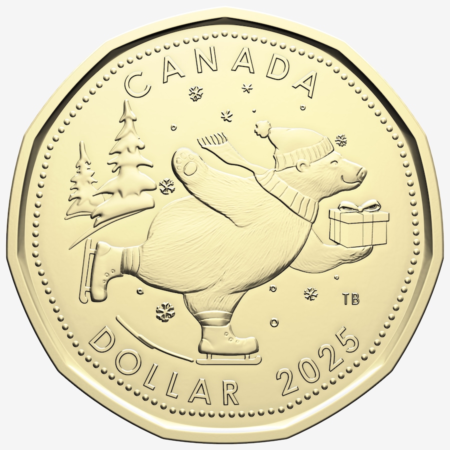 Image 707096_ALTMORE2.jpg, Product 707-096 / Price $24.95, 2025 Holiday Gift Coin Set with Special-Edition Festive Polar Bear Dollar Coin from Royal Canadian Mint (RCM) on TSC.ca's Coins department