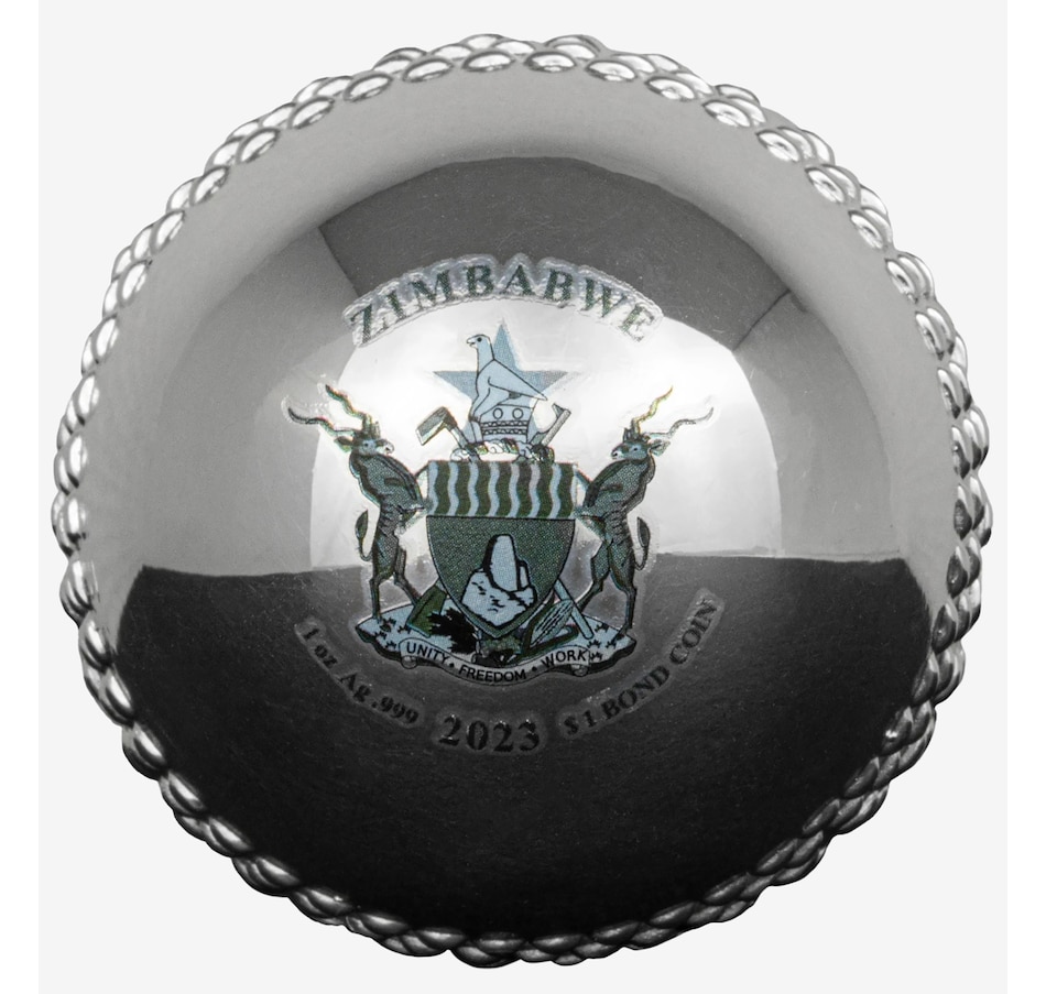Image 707122_ALTMORE3.jpg, Product 707-122 / Price $279.95, 2023 Cricket Ball World Cup India 3D One-Ounce Silver Coin $1 Zimbabwe from Canadian Coin & Currency on TSC.ca's Coins department