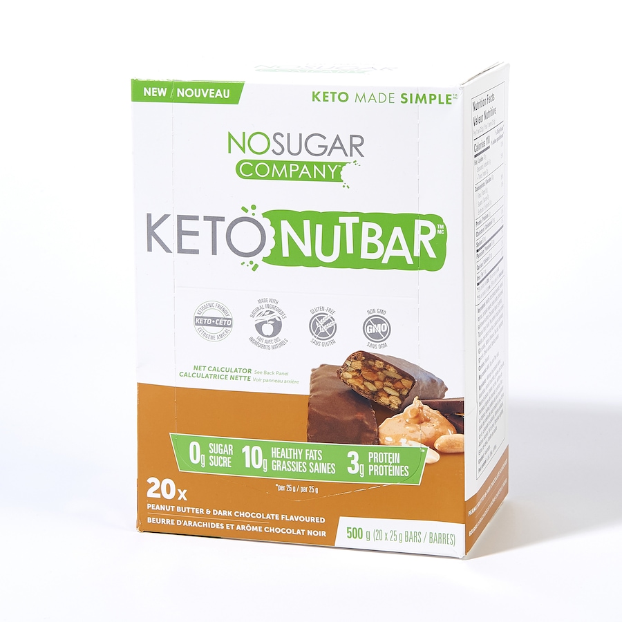 Image 707367.jpg, Product 707-367 / Price $38.00, No Sugar Company Keto Nutbar Peanut Butter & Dark Chocolate — 20 Count from No Sugar on TSC.ca's Health & Fitness department