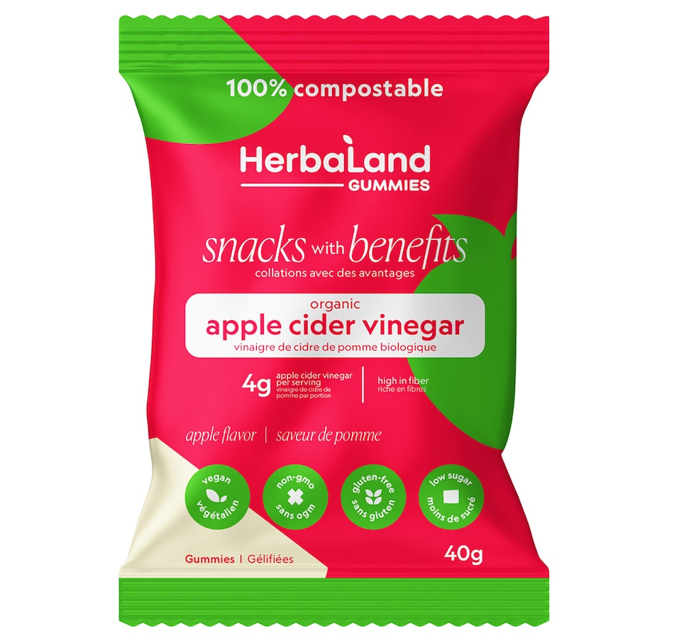 Image 707877.jpg, Product 707-877 / Price $39.00, Herbaland Snacks With Benefits Apple Cider Vinegar Gummies 12-Pack from Herbaland Naturals on TSC.ca's Health & Fitness department