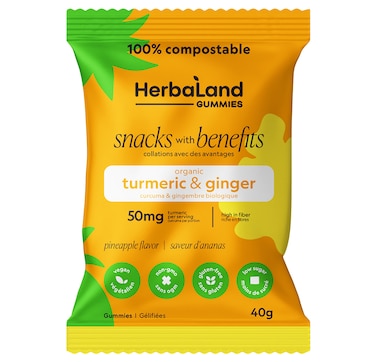 Herbaland Snacks With Benefits Ginger Turmeric Gummies 12-Pack