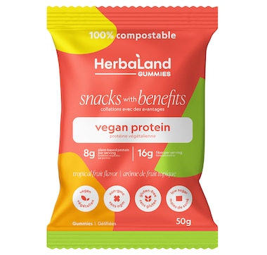 Herbaland Snacks With Benefits Vegan Protein Tropical Fruit 12-Pack