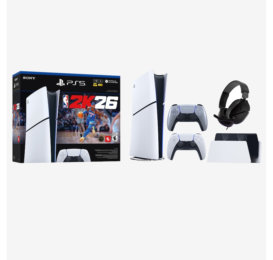 Image 707990.jpg, Product 707-990 / Price $779.99, Sony PlayStation5 Slim Digital NBA 2K26 Bundle (with extra DualSense Controller, Turtle Beach Headset, and Charging Base) from PlayStation on TSC.ca's Electronics department