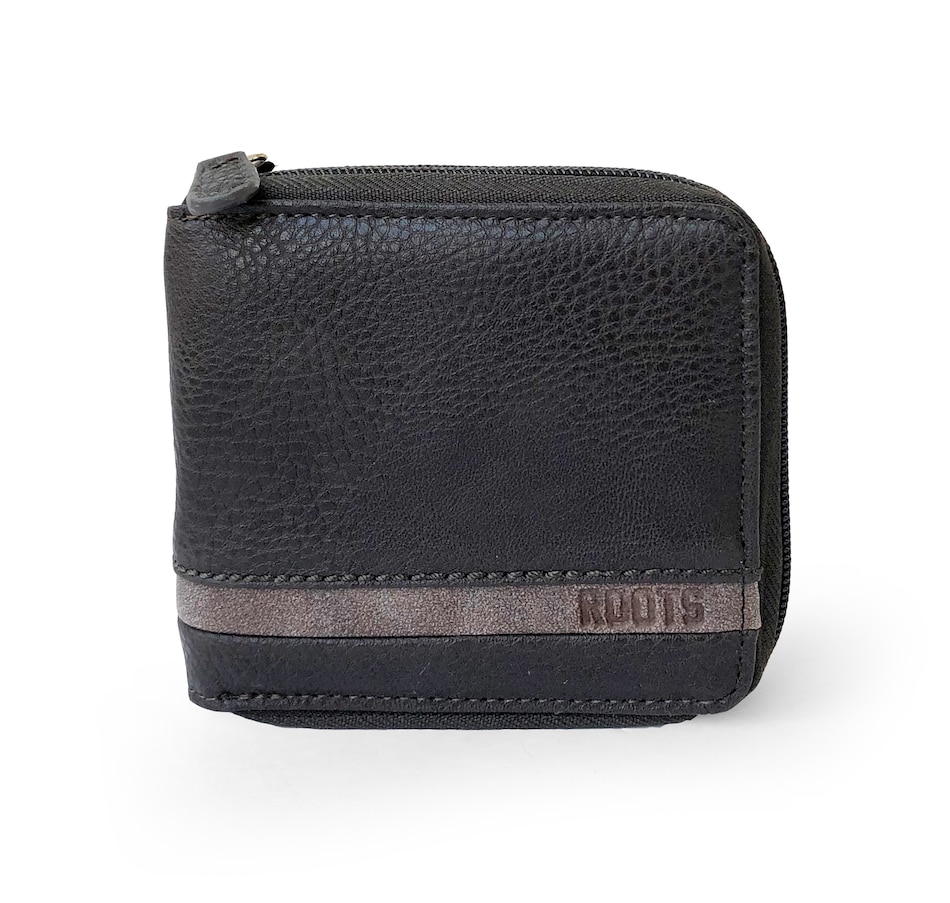 Roots Wallets Mens Zipper Around With Center Wing