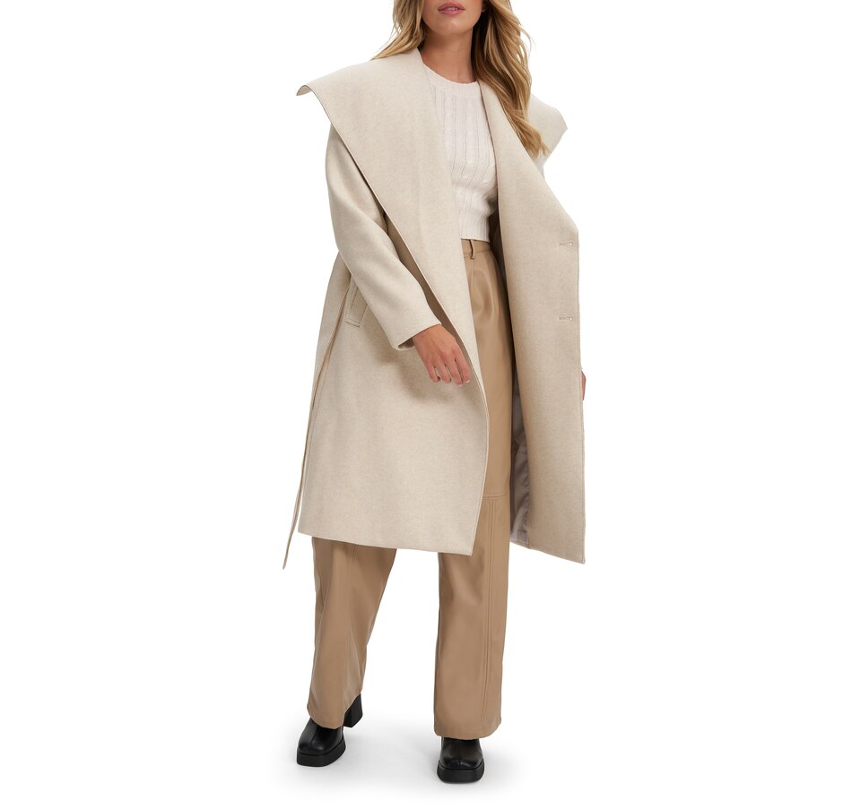 Image 708356_OAT.jpg, Product 708-356 / Price $290.00, Noize Lena Draped Collar Self Belted Maxi Coat from Noize on TSC.ca's Fashion department
