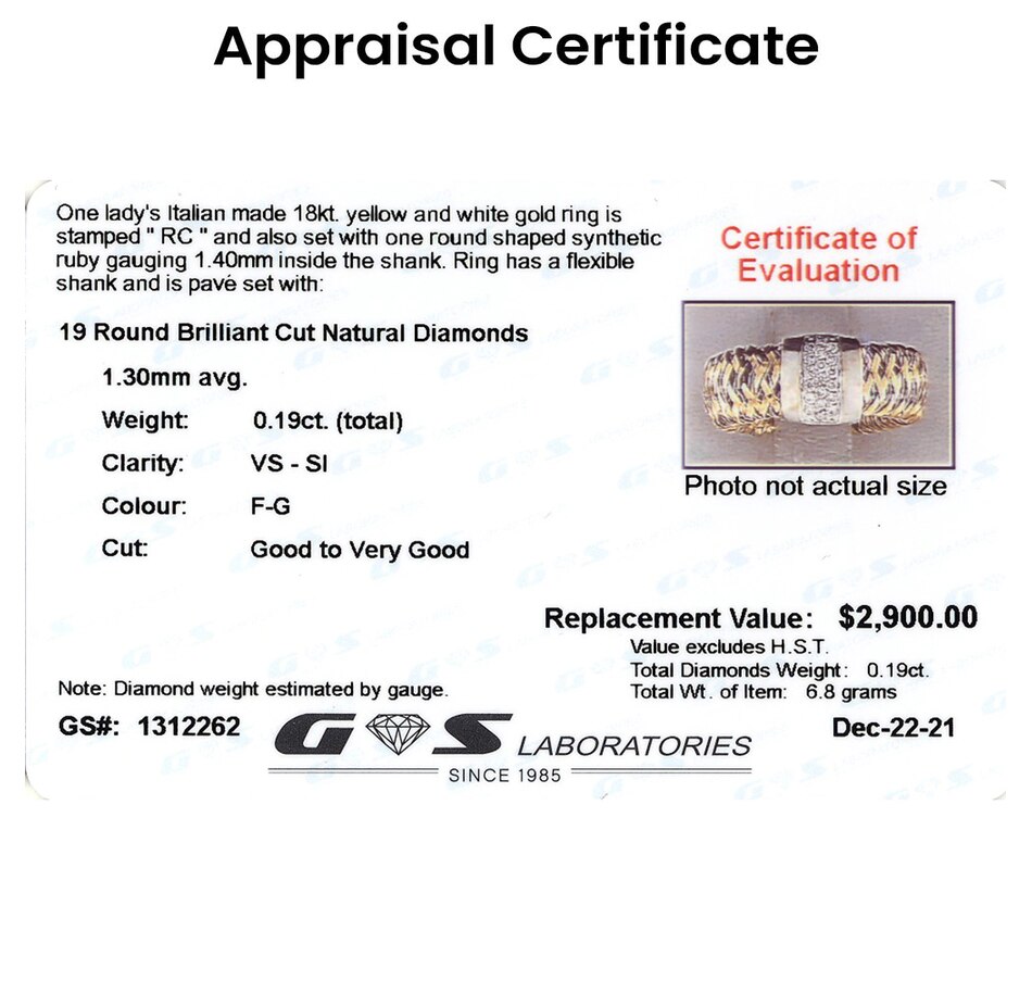 Image 708528_ALTMORE3.jpg, Product 708-528 / Price $1,695.00, Estate Originals Italian Made Roberto Coin 18K Yellow and White Gold Primavera Flexible Diamond Ring from Estate Originals on TSC.ca's Jewellery department