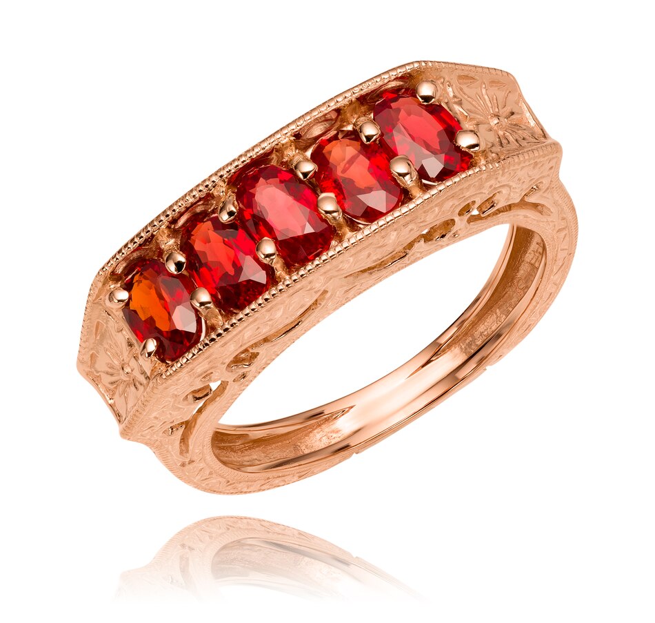 Image 708529.jpg, Product 708-529 / Price $1,095.00, Estate Originals Custom Made 14K Rose Gold 5-Across Garnet Ring from Estate Originals on TSC.ca's Jewellery department