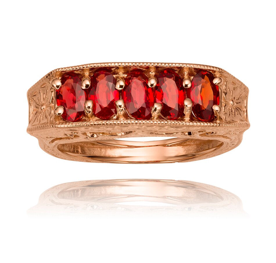 Image 708529_ALTMORE1.jpg, Product 708-529 / Price $1,095.00, Estate Originals Custom Made 14K Rose Gold 5-Across Garnet Ring from Estate Originals on TSC.ca's Jewellery department