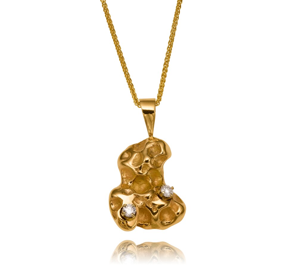 Image 708533.jpg, Product 708-533 / Price $1,495.00, Estate Originals 14K Yellow and White Gold Nugget Shaped Pendant with Two Diamonds and a 10K Yellow Gold Chain from Estate Originals on TSC.ca's Jewellery department