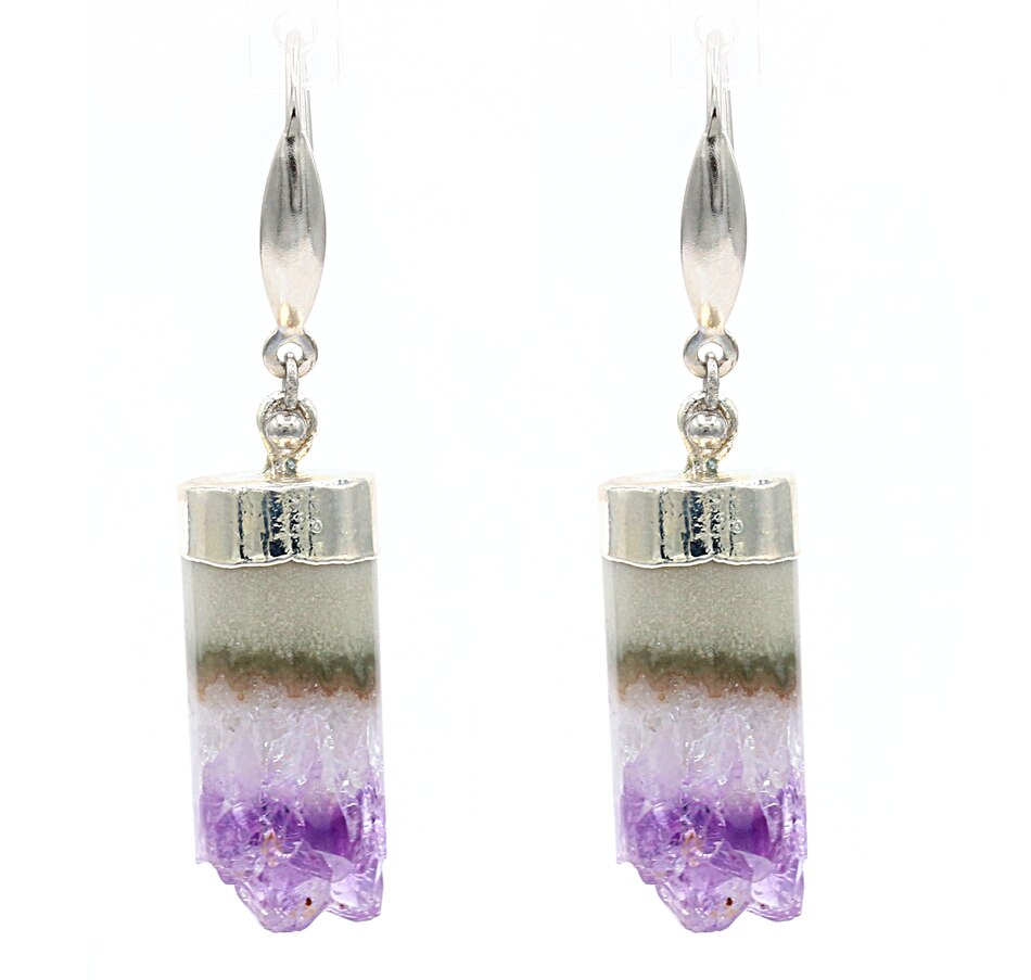 Image 708697.jpg, Product 708-697 / Price $121.99, Gems en Vogue Palladium Silver Amethyst Cyclinder Earrings from Gems En Vogue on TSC.ca's Jewellery department