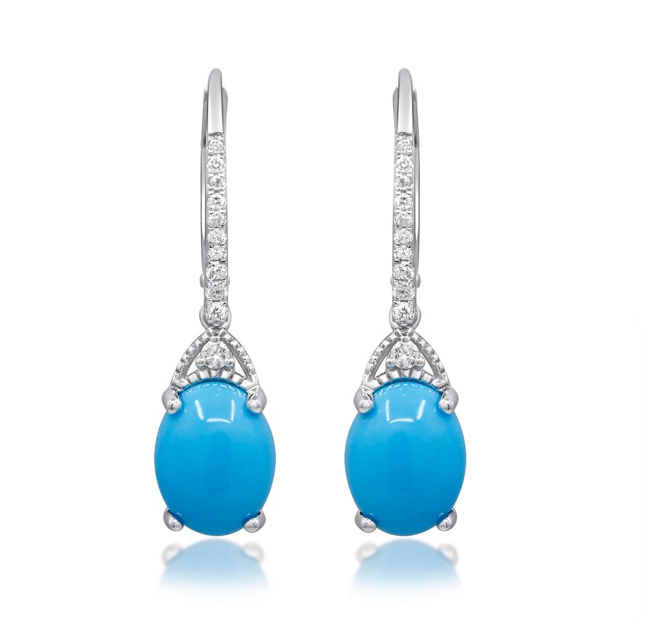 Image 708777.jpg, Product 708-777 / Price $1,099.99, Cirari 14K White Gold Oval Turquoise with Diamond Accent Earrings from Cirari on TSC.ca's Jewellery department